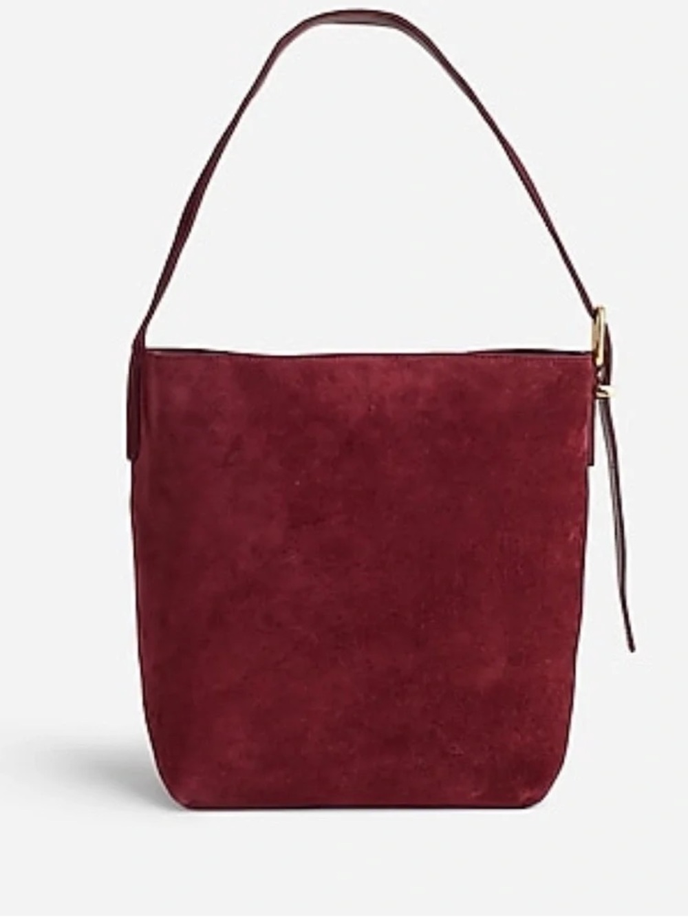 Suede Bucket Shoulder Bag in Burgundy - Picture 8 of 9